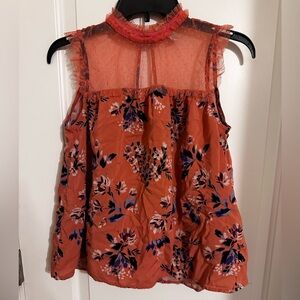 Floral Orange Sleeveless Top